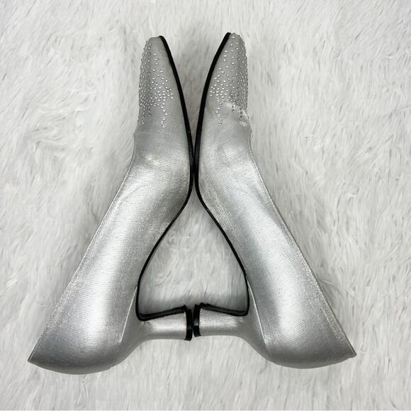 STUART WEITZMAN / vintage metallic silver jewel embellished pump heels / 6.5 - Picture 6 of 11